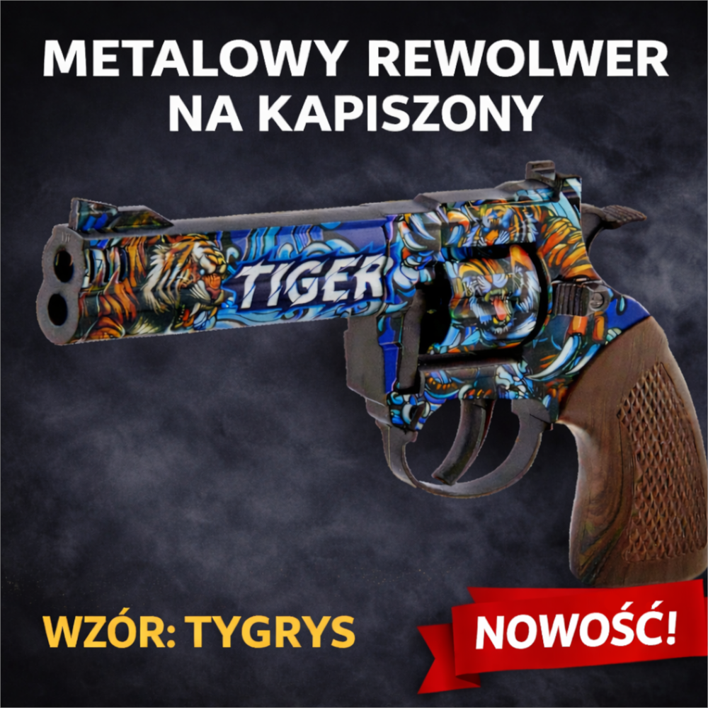 Pistolet Na Kapiszony Dyski REWOLWER Kowboja Metalowy Hukowy wzór Tygrys TOMDORIX