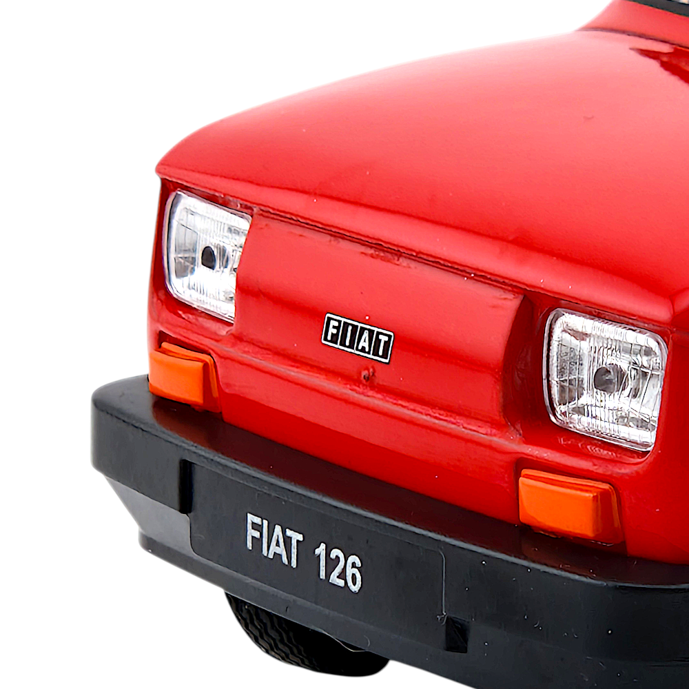 Welly Fiat 126 Polski Fiat 126p 1972-2000 Modèle Voiture 1/21 Rouge - Portes Avant Ouvrantes