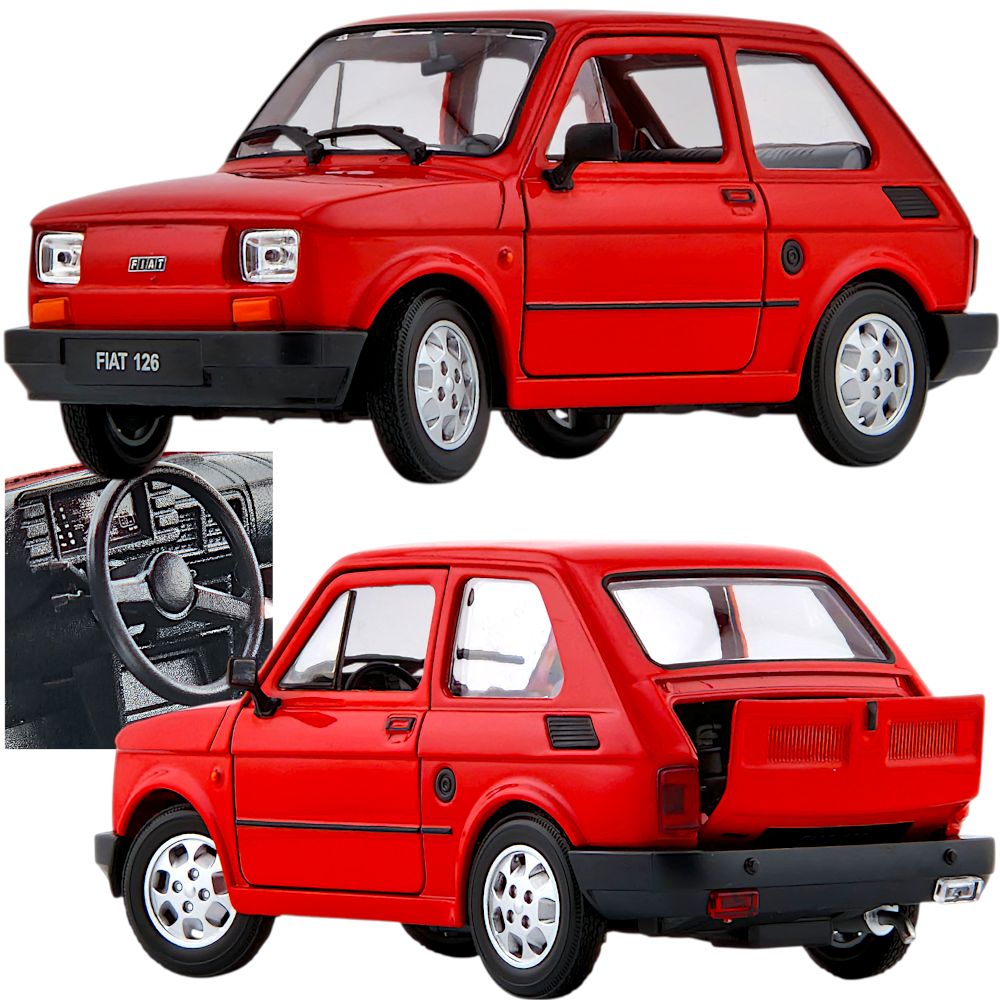 Polski Fiat 126p MALUCH Welly – Duży Auto Model Skala 121 Metalowy dł. 14cm Legenda PRL TOMDORIX