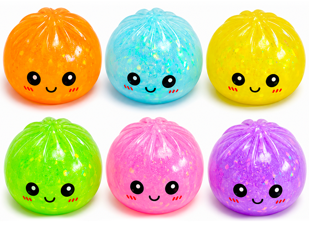 Duży Gniotek PIERÓG XXL Antystresowy Squishy Brokatowy ŚWIECĄCY LED+UV 160g TOMDORIX
