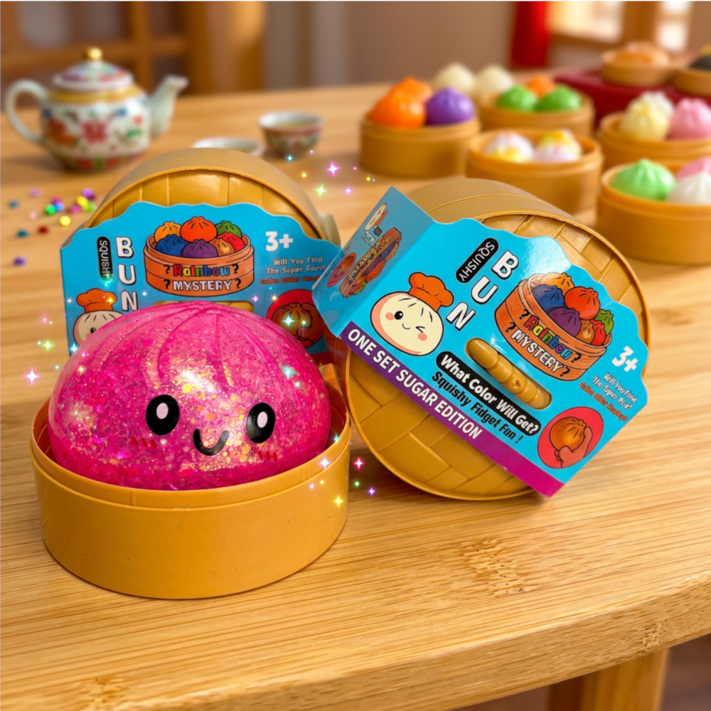 Duży Gniotek PIERÓG XXL Antystresowy Squishy Brokatowy ŚWIECĄCY LED+UV 160g TOMDORIX