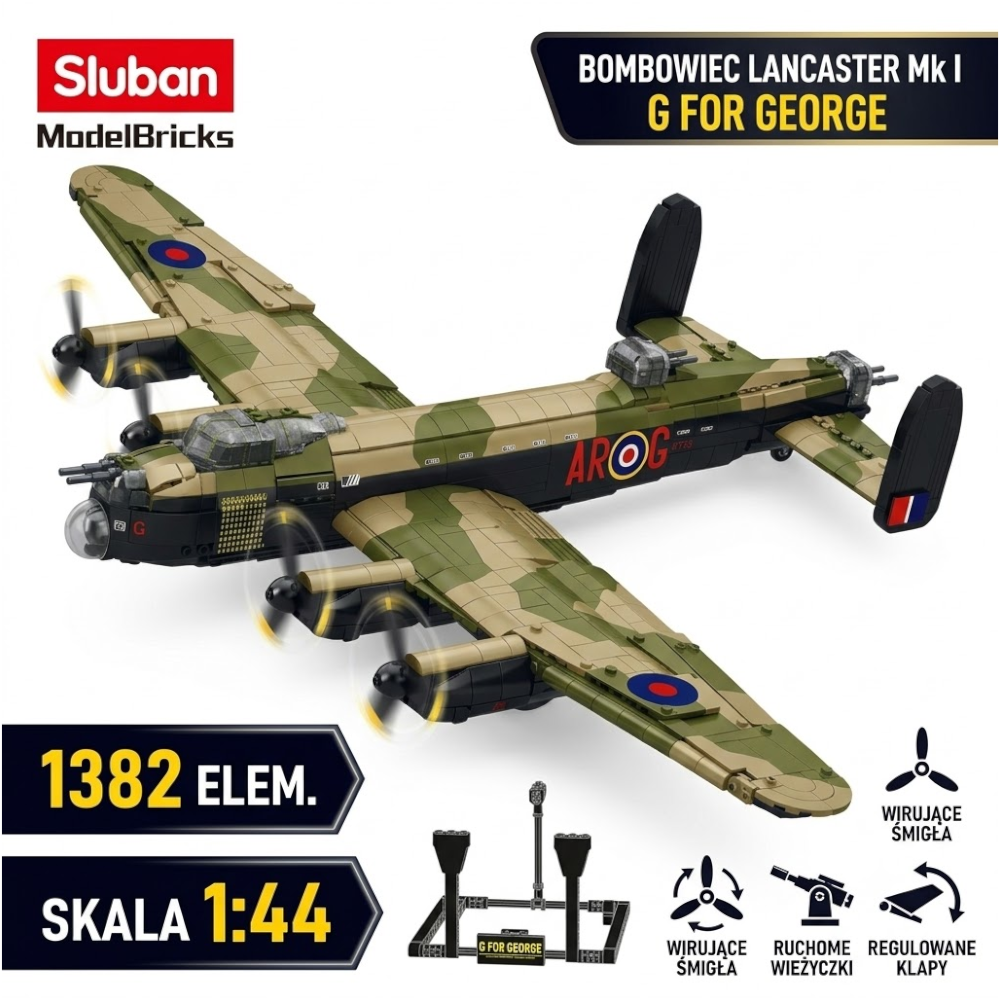 Klocki Bombowiec Avro Lancaster MkI - G Samolot Skala 144 1382 elem. Tomdorix