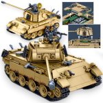 Klocki Czołg Pantera PANTHER G-S WWII 883 Ele. Wojsko Armia 3 Figurki Tomdorix