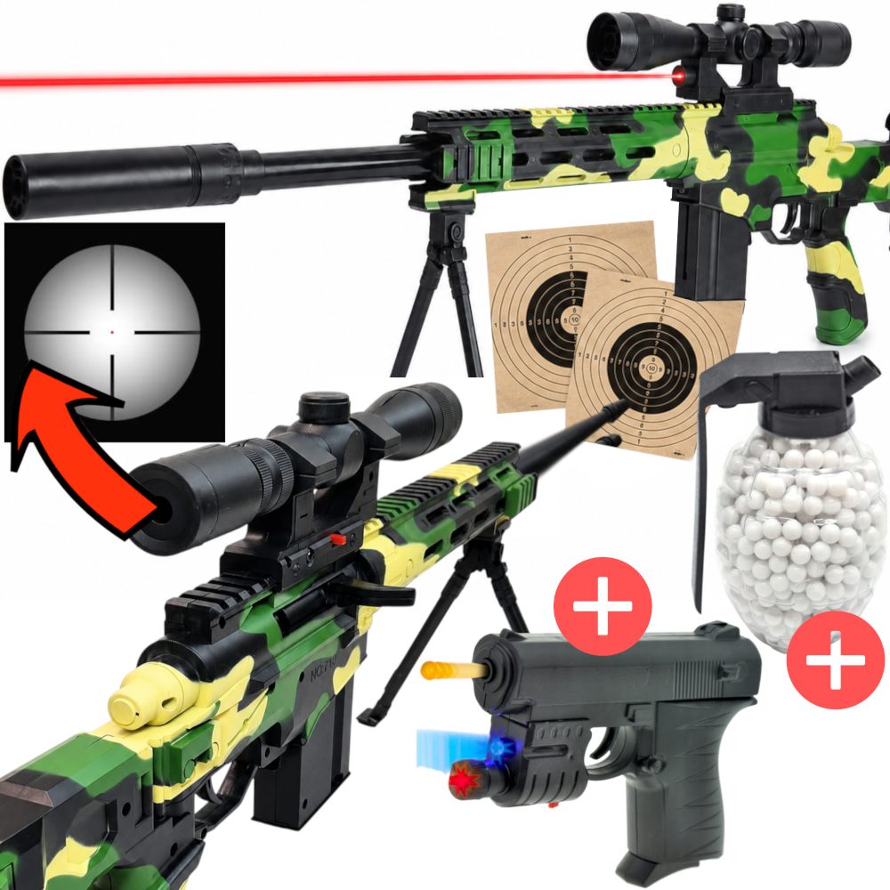 Snajperka Na Kulki M107 Amerykański Karabin Replika ASG W Kamuflażu + Laser TOMDORIX