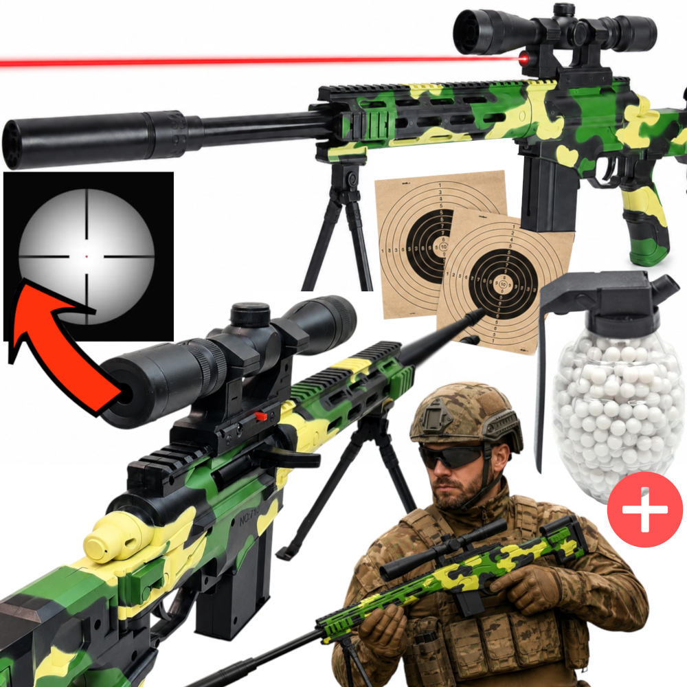 Snajperka Na Kulki M107 Amerykański Karabin Replika ASG W Kamuflażu + Laser TOMDORIX