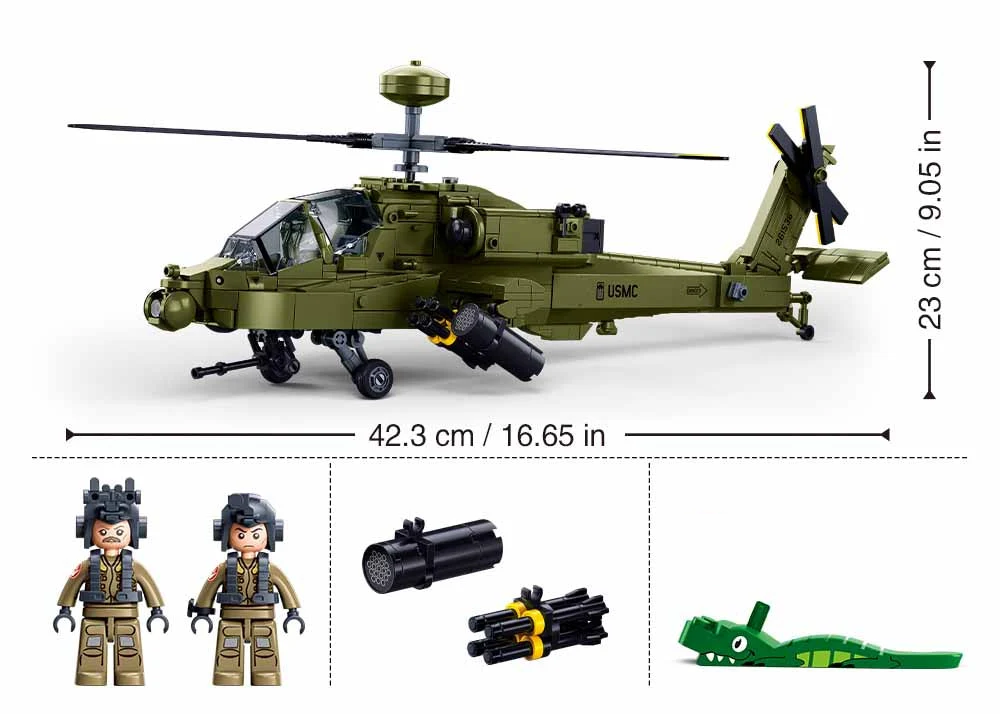 Duży model: aż do 42,3 cm długości | 734 elementy | 2 figurki pilotów | Podstawka ekspozycyjna w zestawie