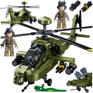 Klocki Apache AH-64D ŚMIGŁOWIEC Szturmowy Helikopter 734 el. 2 Figurki Tomdorix