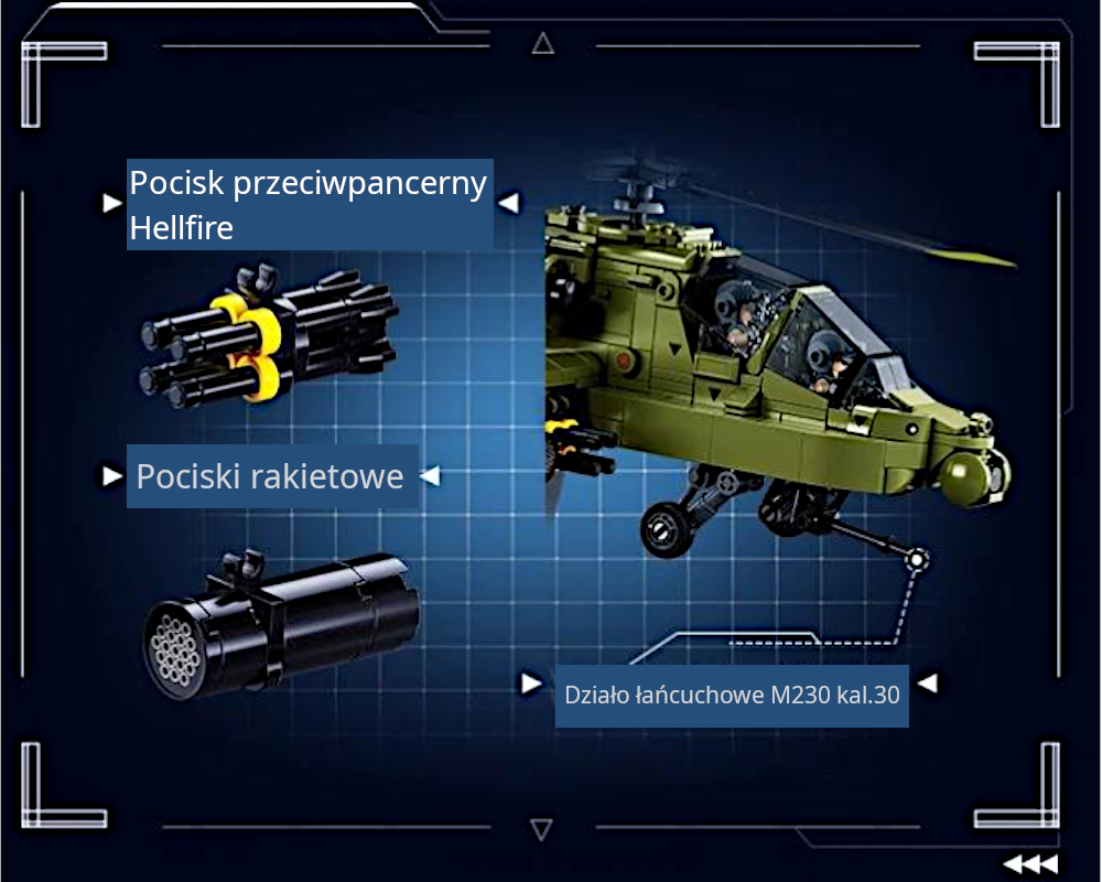 Duży model: aż do 42,3 cm długości | 734 elementy | 2 figurki pilotów | Podstawka ekspozycyjna w zestawie