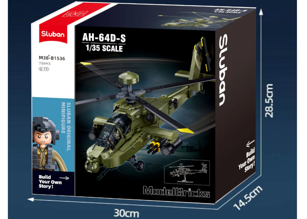 Duży model: aż do 42,3 cm długości | 734 elementy | 2 figurki pilotów | Podstawka ekspozycyjna w zestawie