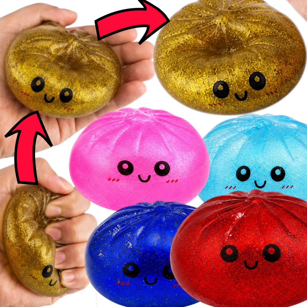 Duży Gniotek Pieróg WAZELINOWY BROKATOWY Twardy Antystresowy Squishy 230g TOMDORIX