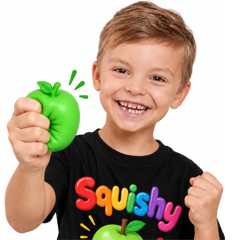 Gniotek JABŁKO CHRUPIĄCY Crunchy Squishy ASMR Sensoryczny Antystresowy 6,5CM 80g