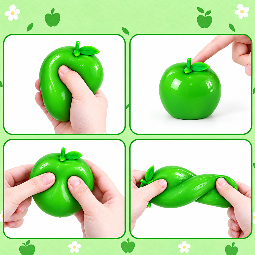 Gniotek JABŁKO CHRUPIĄCY Crunchy Squishy ASMR Sensoryczny Antystresowy 6,5CM 80g