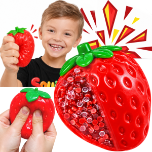 Gniotek TRUSKAWKA CHRUPIĄCY Crunchy Squishy ASMR Sensoryczny Antystresowy 85g