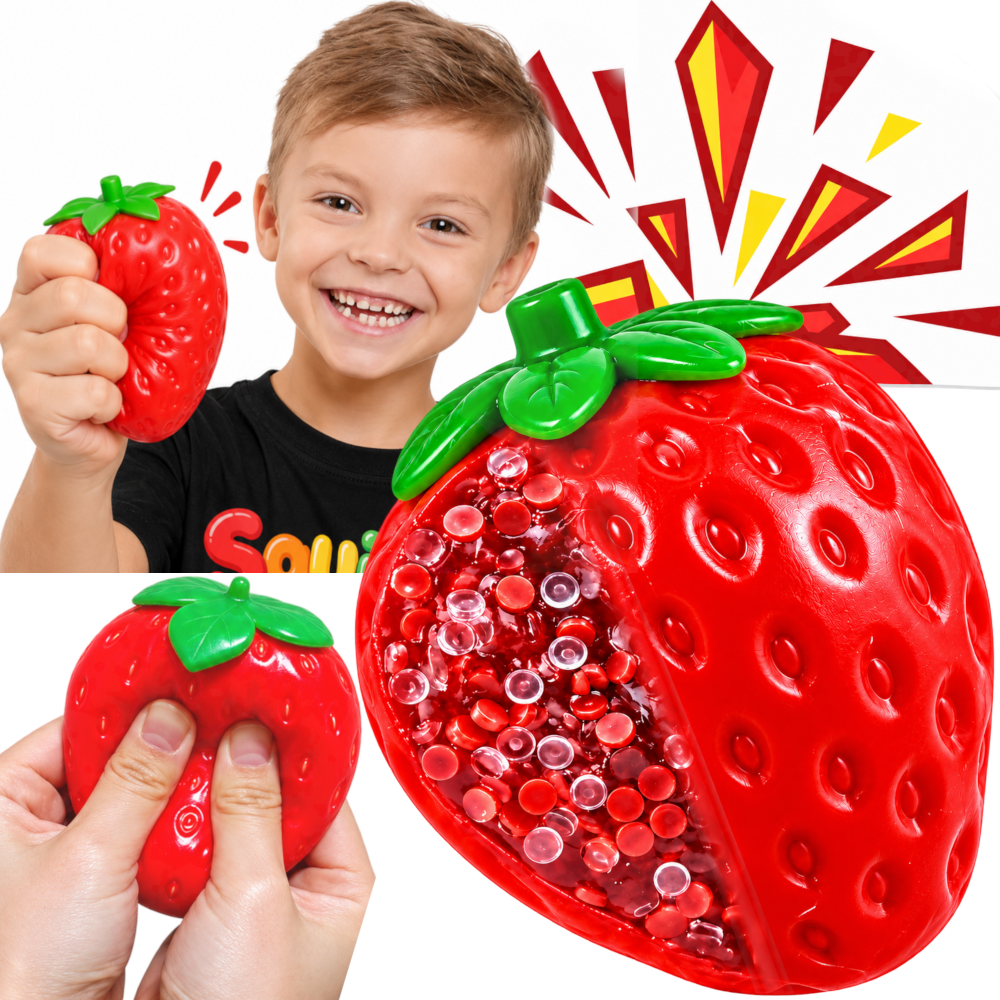Gniotek TRUSKAWKA CHRUPIĄCY Crunchy Squishy ASMR Sensoryczny Antystresowy 85g