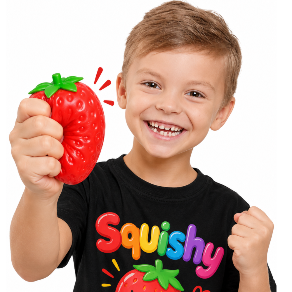 Gniotek TRUSKAWKA CHRUPIĄCY Crunchy Squishy ASMR Sensoryczny Antystresowy 85g