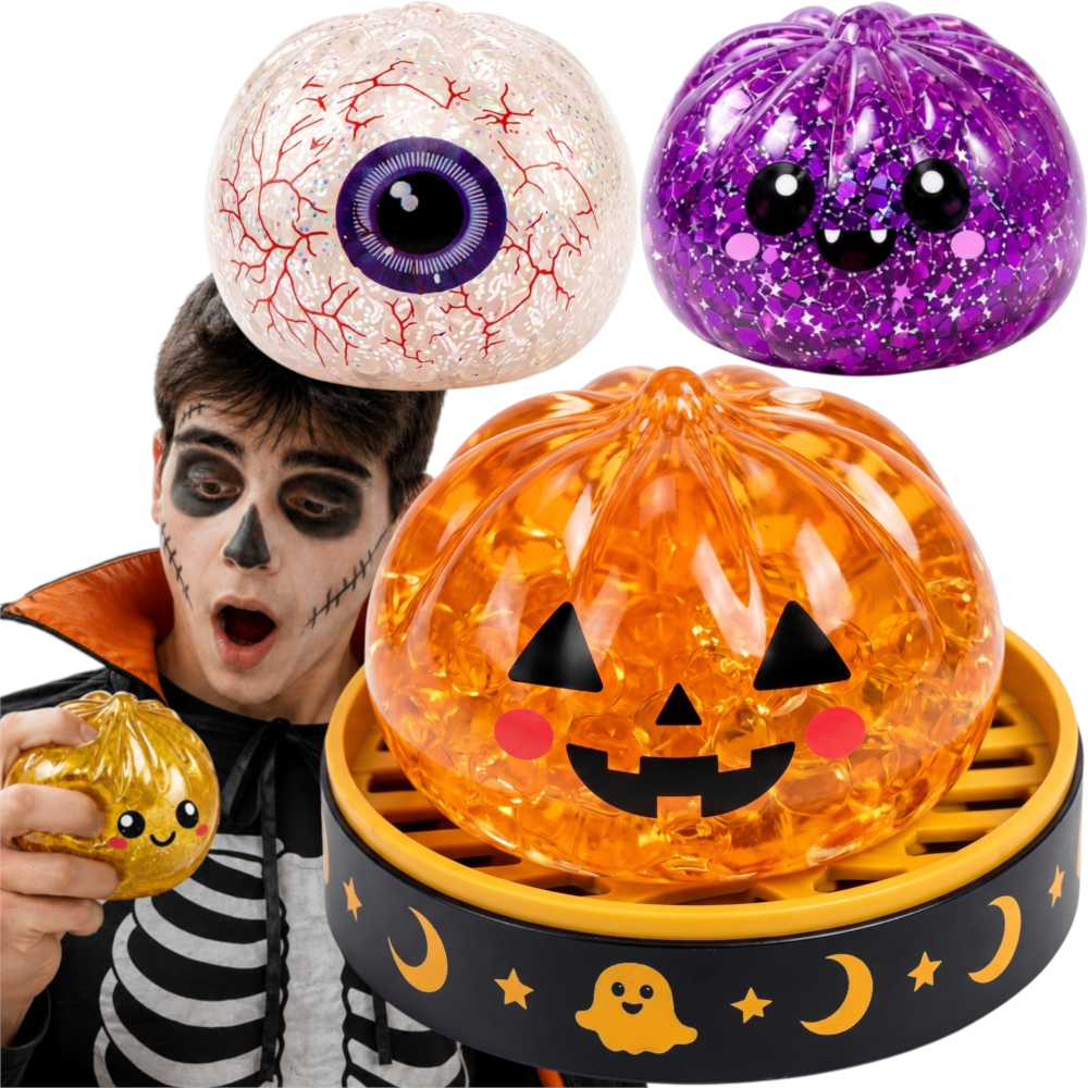 Duży Gniotek Pieróg HALLOWEEN Brokatowy DUMPLING SQUISHY 10 cm Antystresowy TOMDORIX