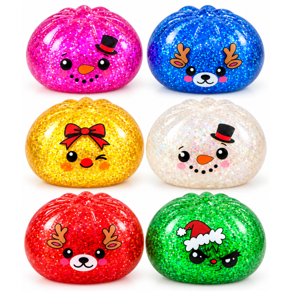 Duży Gniotek Pieróg ŚWIĄTECZNY Brokatowy DUMPLING SQUISHY 10cm Antystresowy 150g TOMDORIX