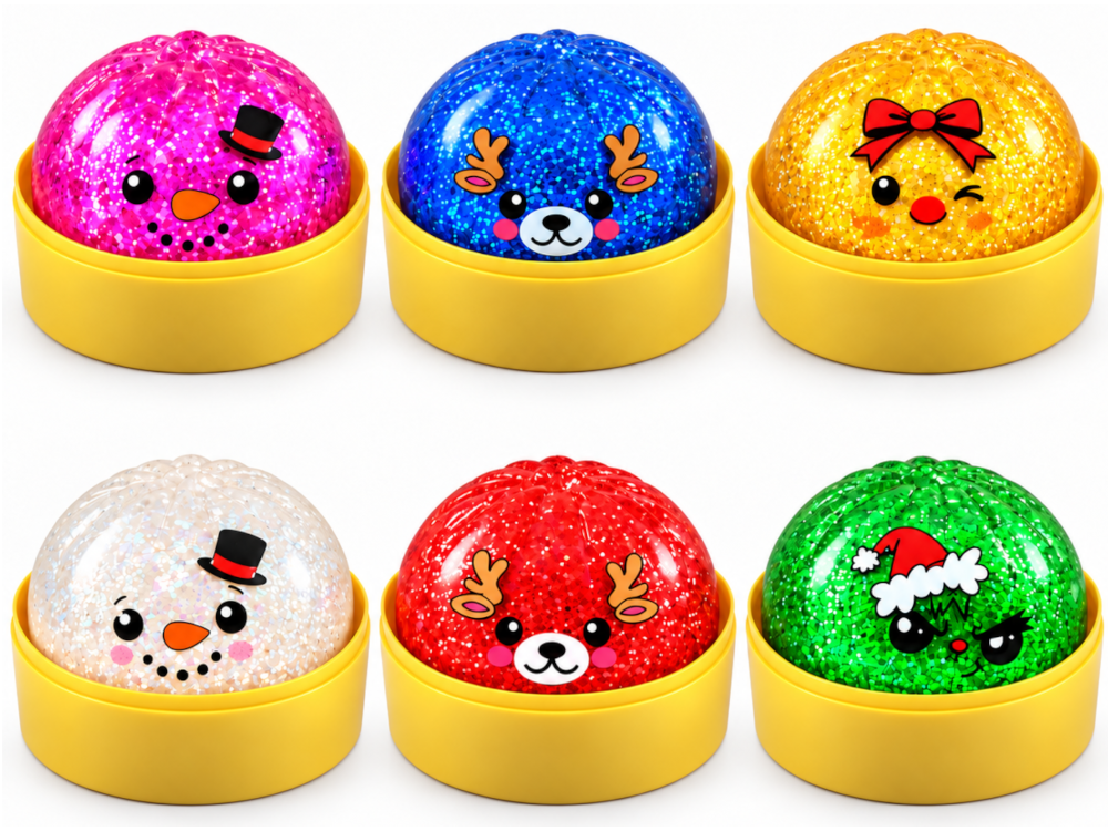Duży Gniotek Pieróg ŚWIĄTECZNY Brokatowy DUMPLING SQUISHY 10cm Antystresowy 150g TOMDORIX