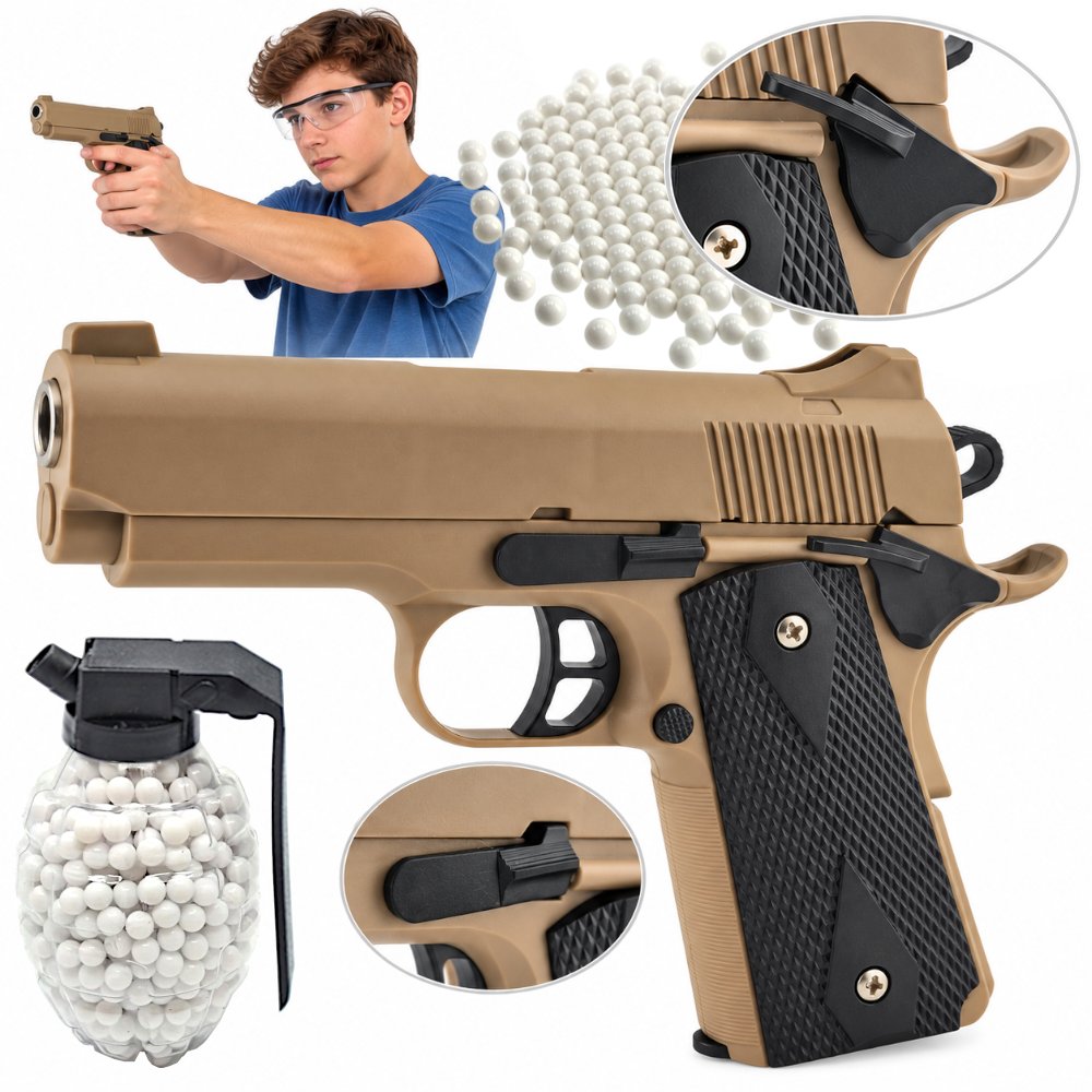 Pistolet Na KULKI 6 mm. Replika ASG Sprężynowy z POLIMERU + KULKI 800 szt. Tomdorix